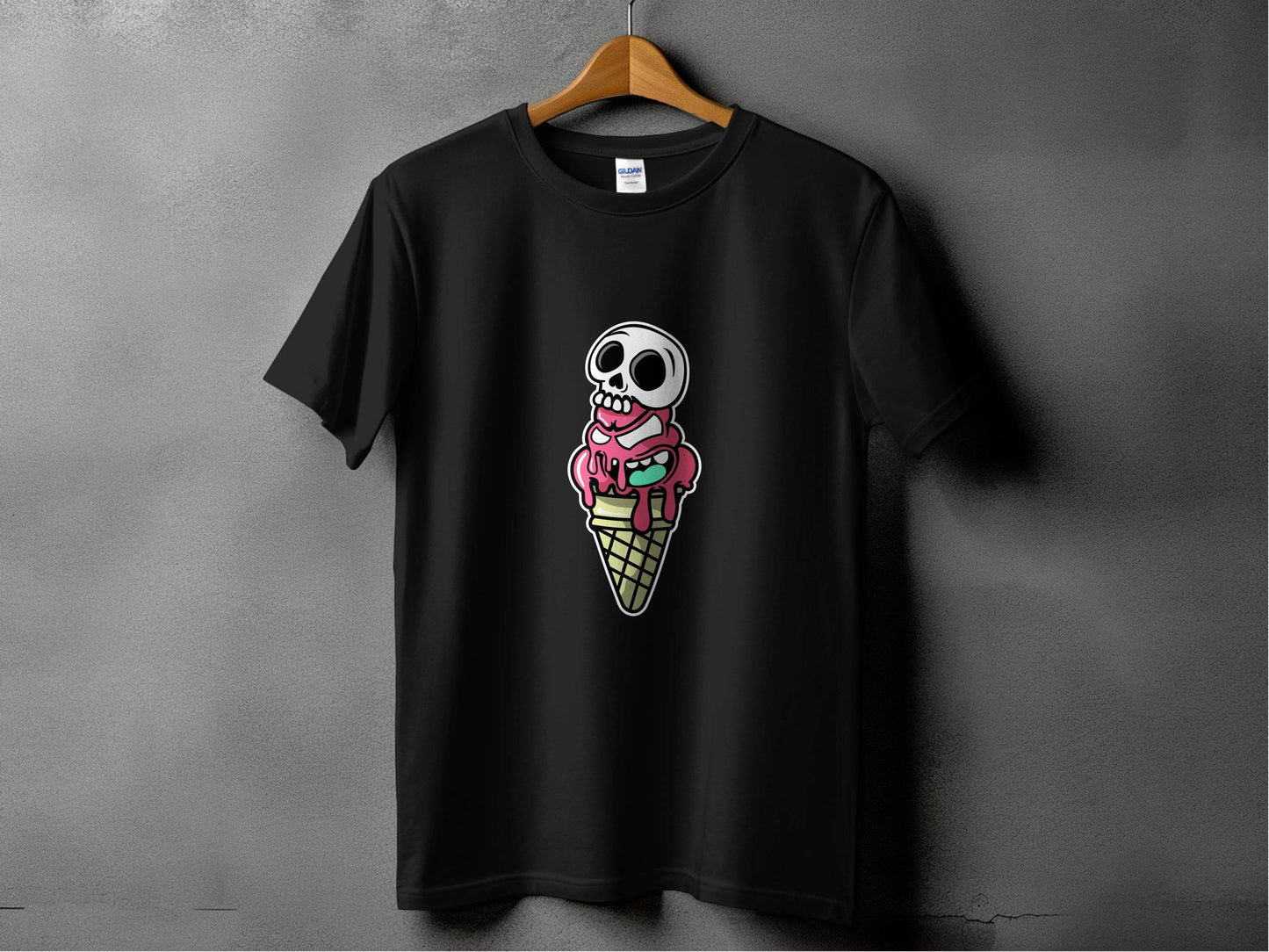 Skull and Melting Ice Cream Cone Graphic Design T-Shirt - Design & Vybe