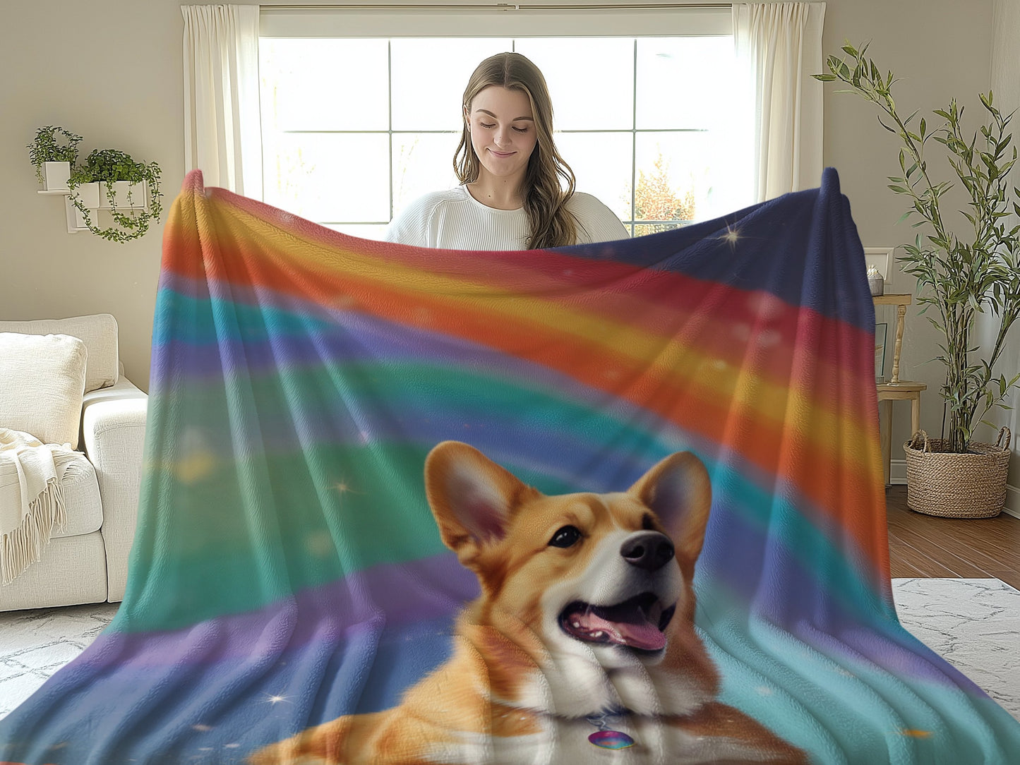Cozy Rainbow Dog Blanket for Home Decor product