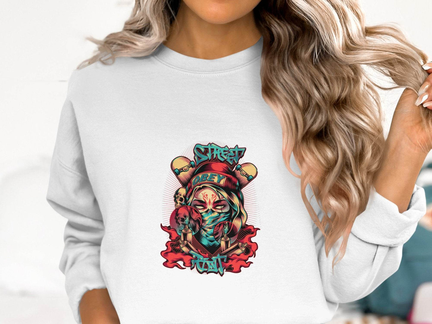 Street Art Graffiti Obey Slogan With Skulls Sweater - Design & Vybe