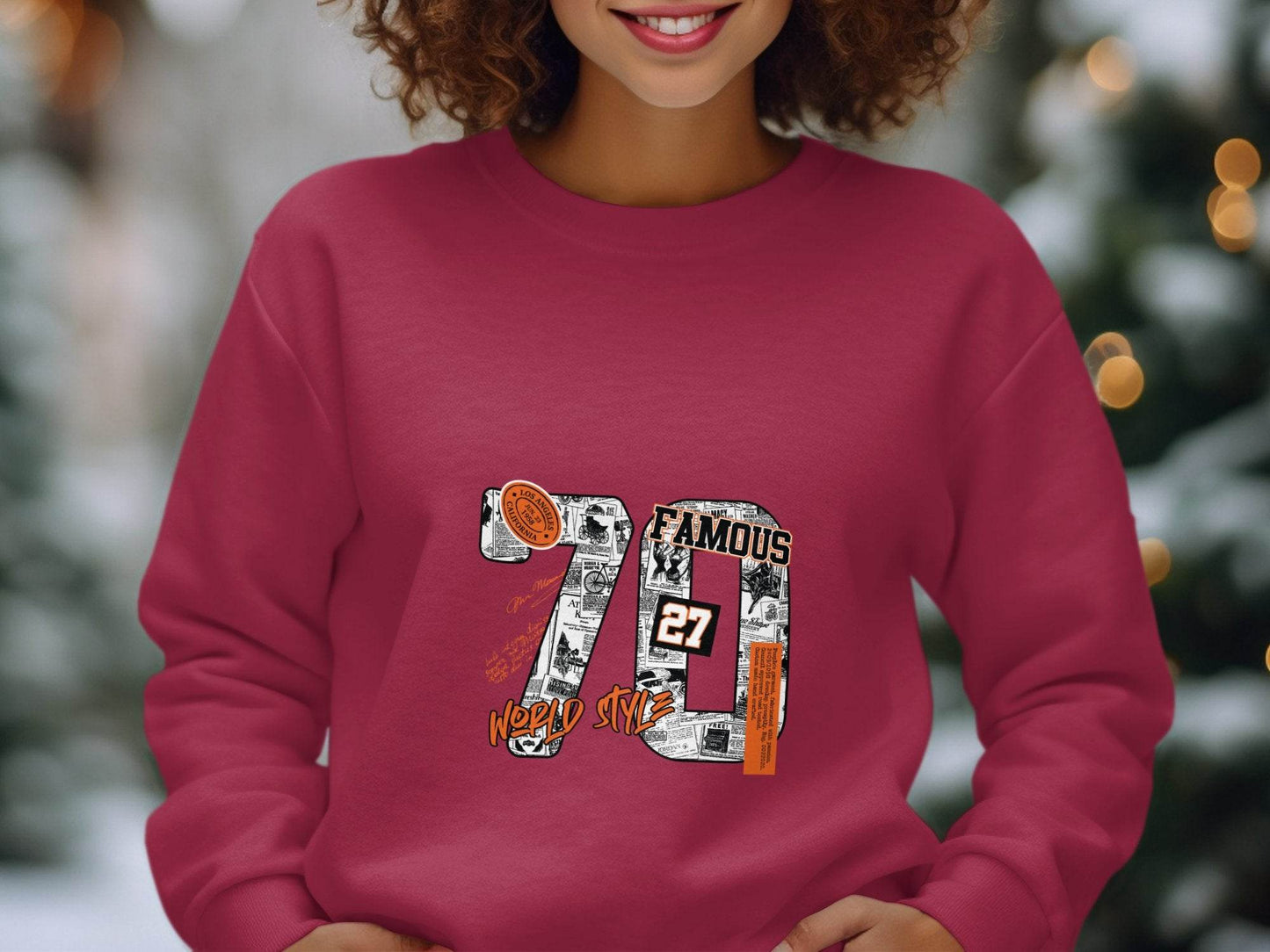 Retro Newspaper Famous 70 World Style Number 27 Sweater - Design & Vybe