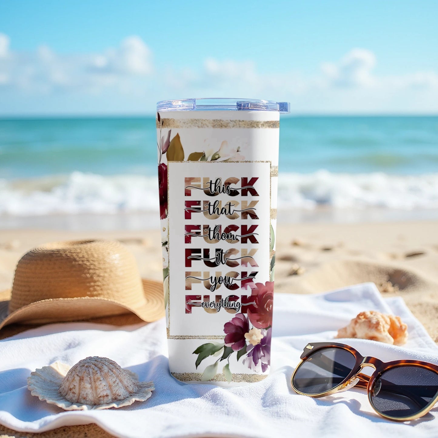 Floral Beach Vibes Insulated Tumbler Drinkware Product