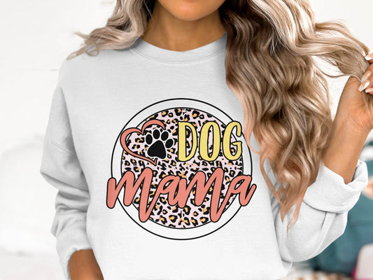 Dog Mama Paw Print On Leopard Print Background Sweater - Design & Vybe