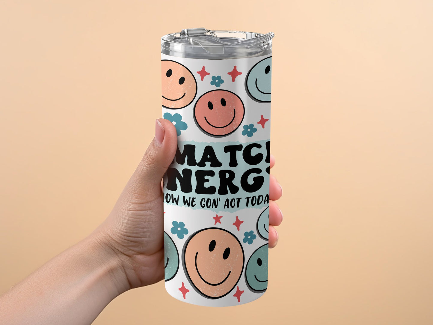 Smiley Face Energetic Tall Insulated Beverage Holder product