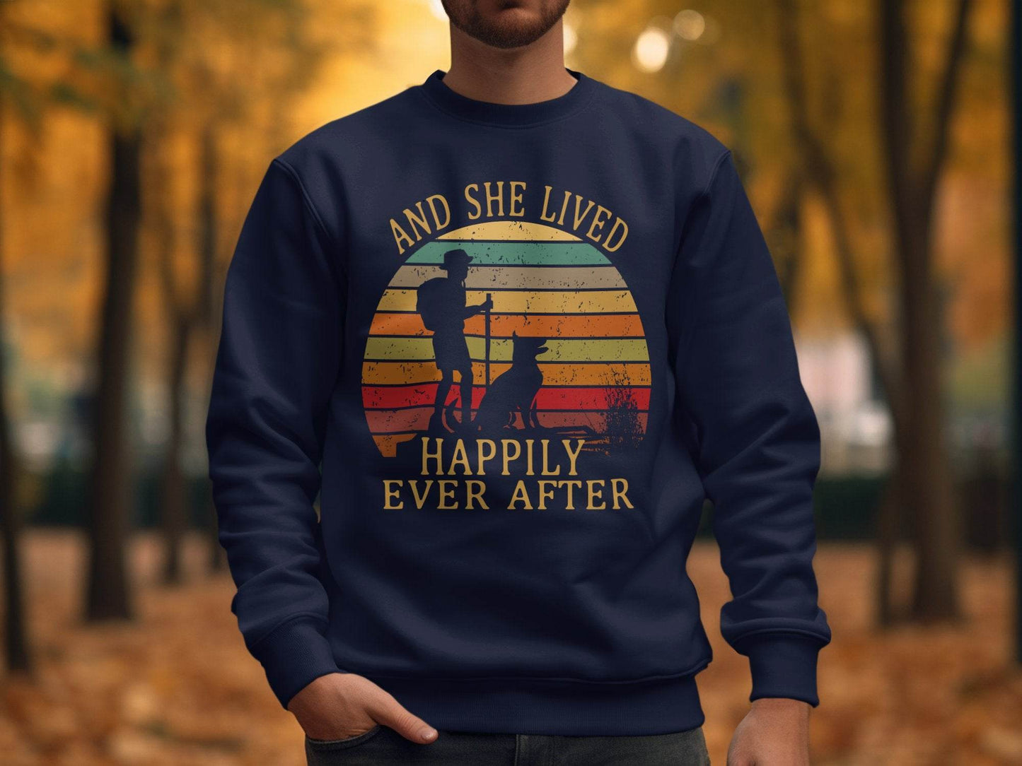 Hiking Dog And She Lived Happily Ever After Sweater - Design & Vybe