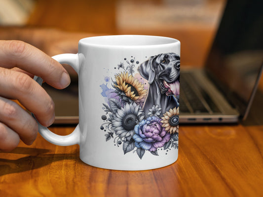 Great Dane with Colorful Floral Art Mug product type
