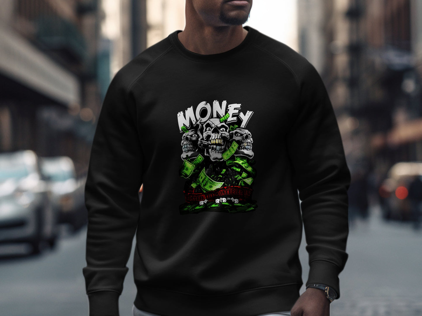 Money Skull Street Style Long Sleeve Shirt product