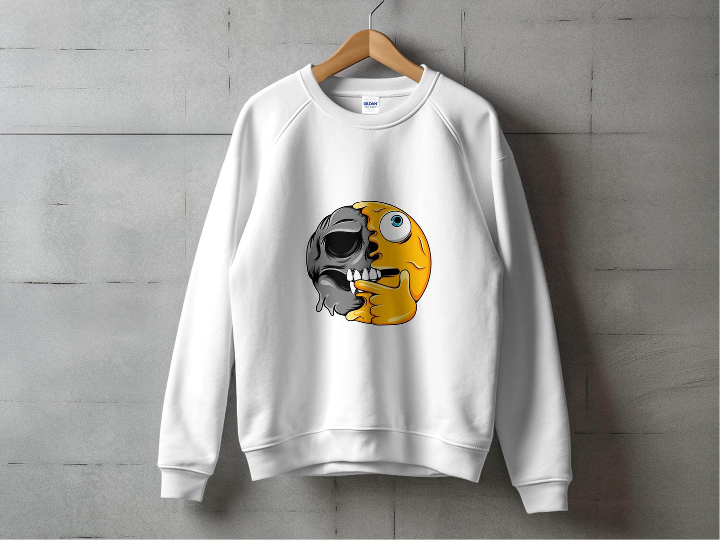 Emoji Skull Half and Half Funny Face Art Sweater - Design & Vybe