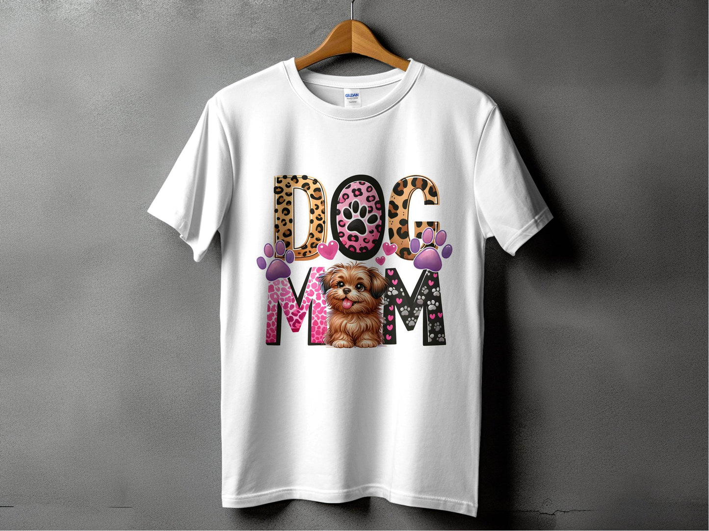 Dog Mom Cute Puppy Hearts Animal Print Design Graphic T-Shirt - Design & Vybe