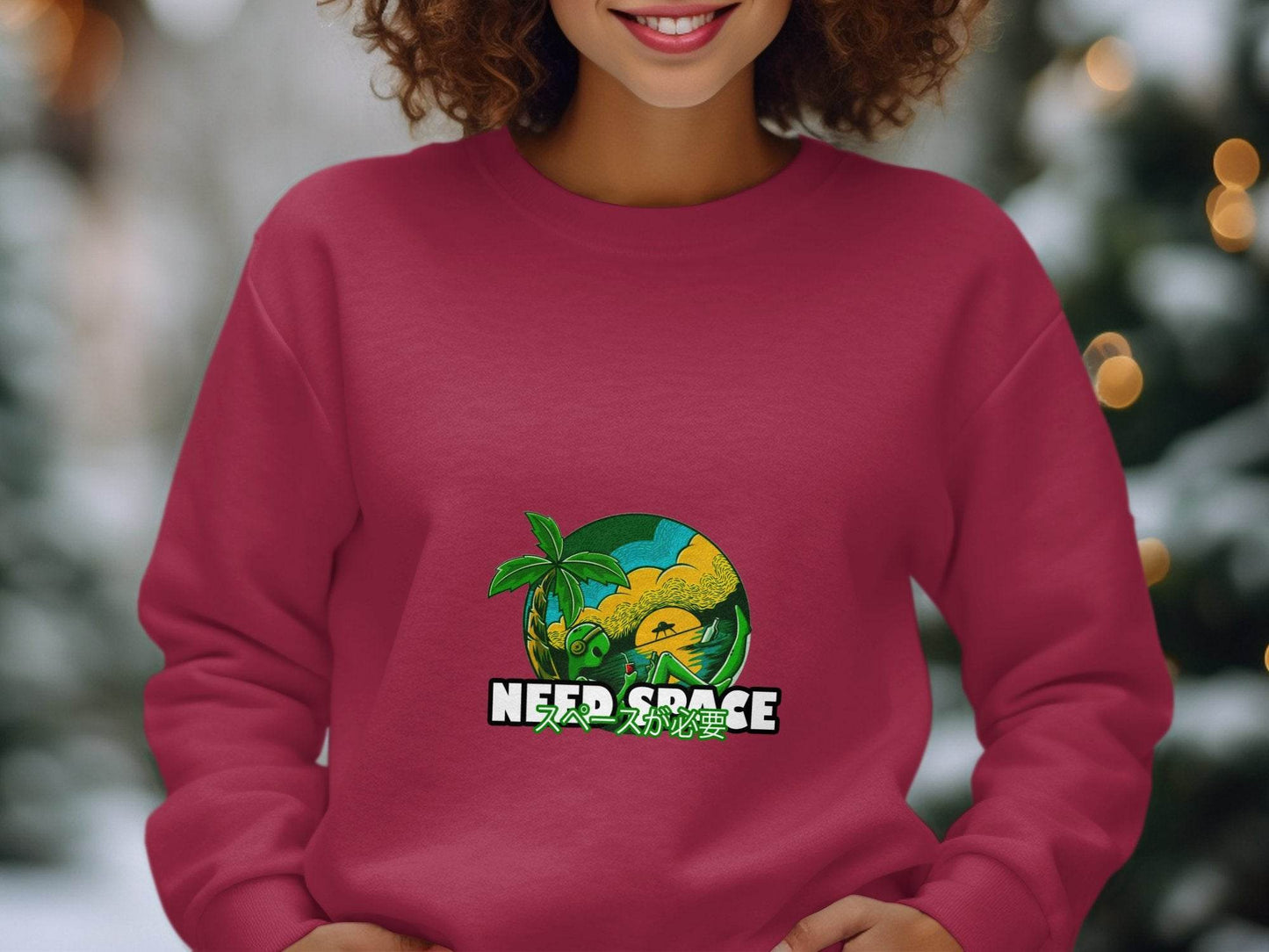 Need Space with Lazy Alien Japanese Text Graphic Hoodie - Design & Vybe