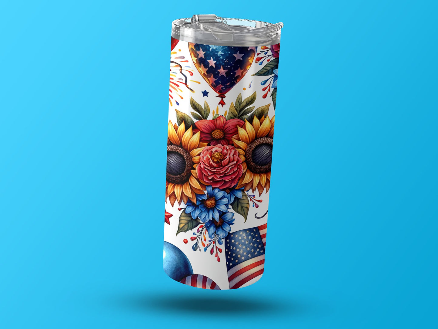 Patriotic Floral Design Custom Tumbler Drinkware Product