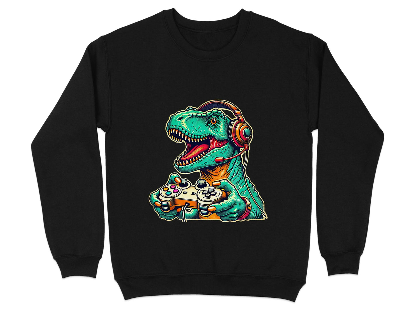 Gaming Dinosaur Retro Controller Funny Gamer Design Sweater - Design & Vybe