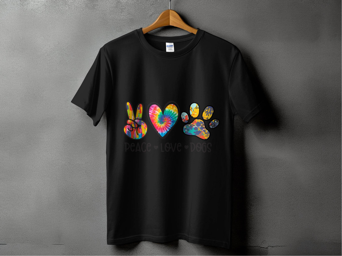 Peace Love Dogs Colorful Design Graphic Animal Lover T-Shirt - Design & Vybe