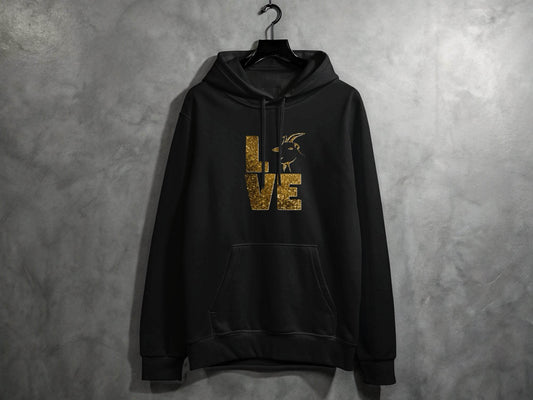 Love Goat Glitter Fun Trendy Hoodie - Design & Vybe