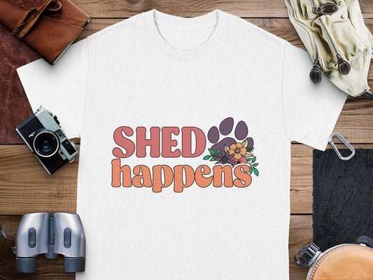 Shed Happens Dog Paw with Flowers Funny Dog Lover T-Shirt - Design & Vybe