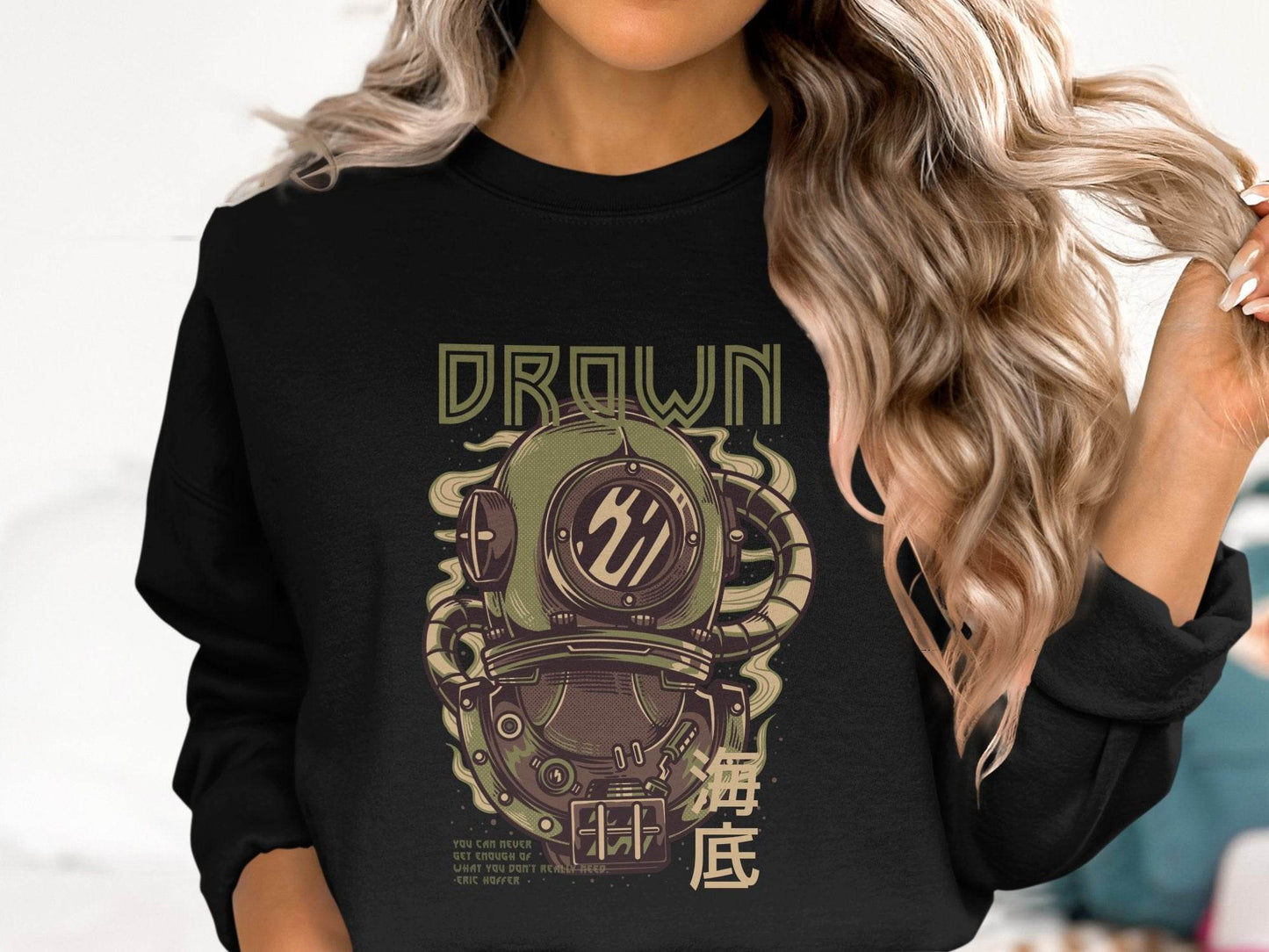 Drown Underwater Helmet Design Cool Graphic Sweater - Design & Vybe
