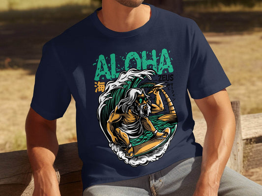 Aloha Zeus God Surf Design Graphic Artistic T-Shirt - Design & Vybe