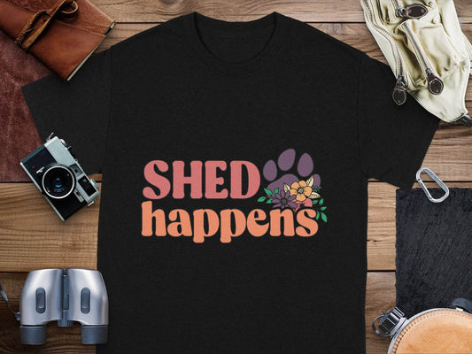 Shed Happens Dog Paw with Flowers Funny Dog Lover T-Shirt - Design & Vybe