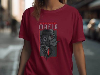 Gorilla Mafia with a Hat and Red Tie Graphic T-Shirt - Design & Vybe