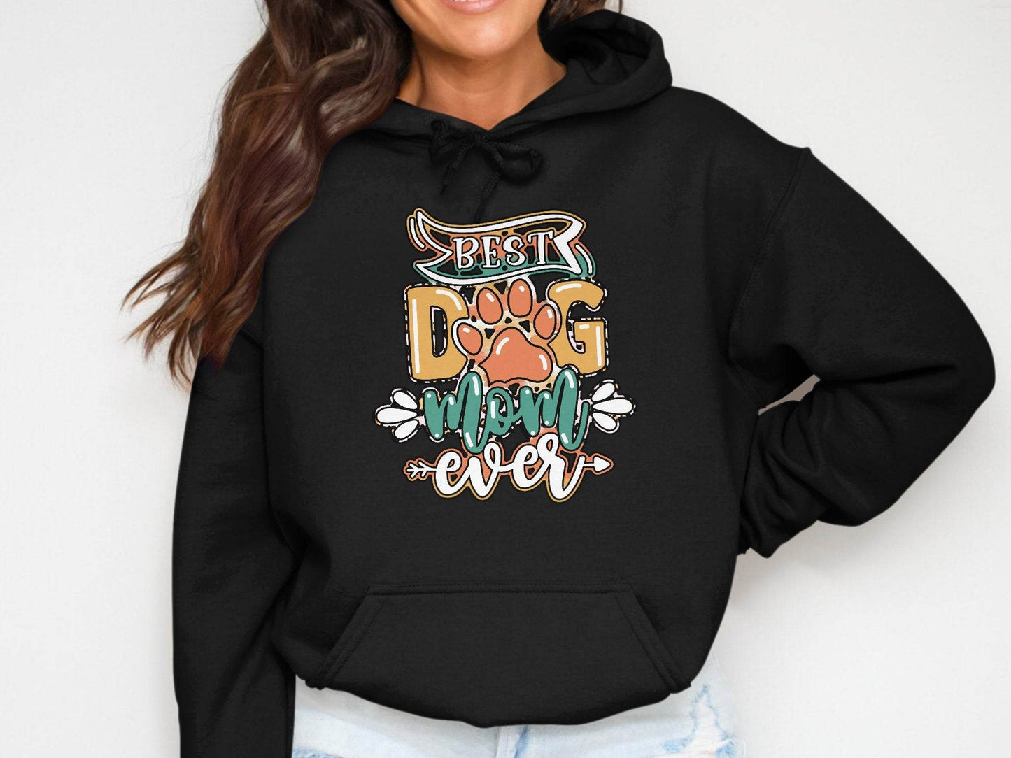 Best Dog Mom Ever Pet Paw Print Design Graphic Hoodie - Design & Vybe
