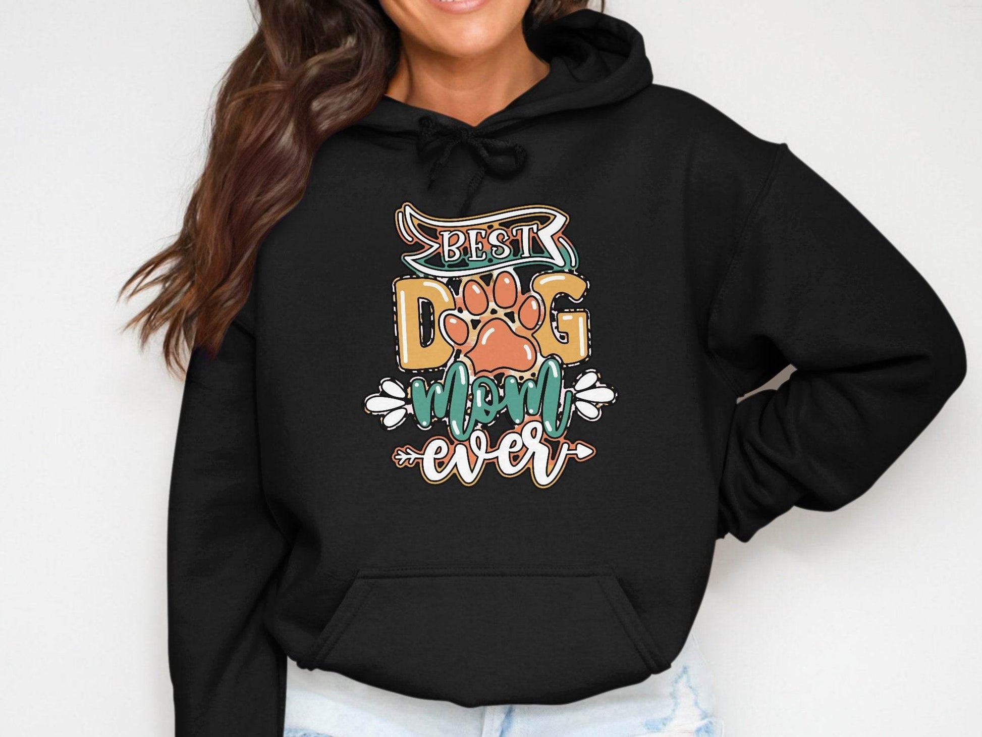 Best Dog Mom Ever Pet Paw Print Design Graphic Hoodie - Design & Vybe
