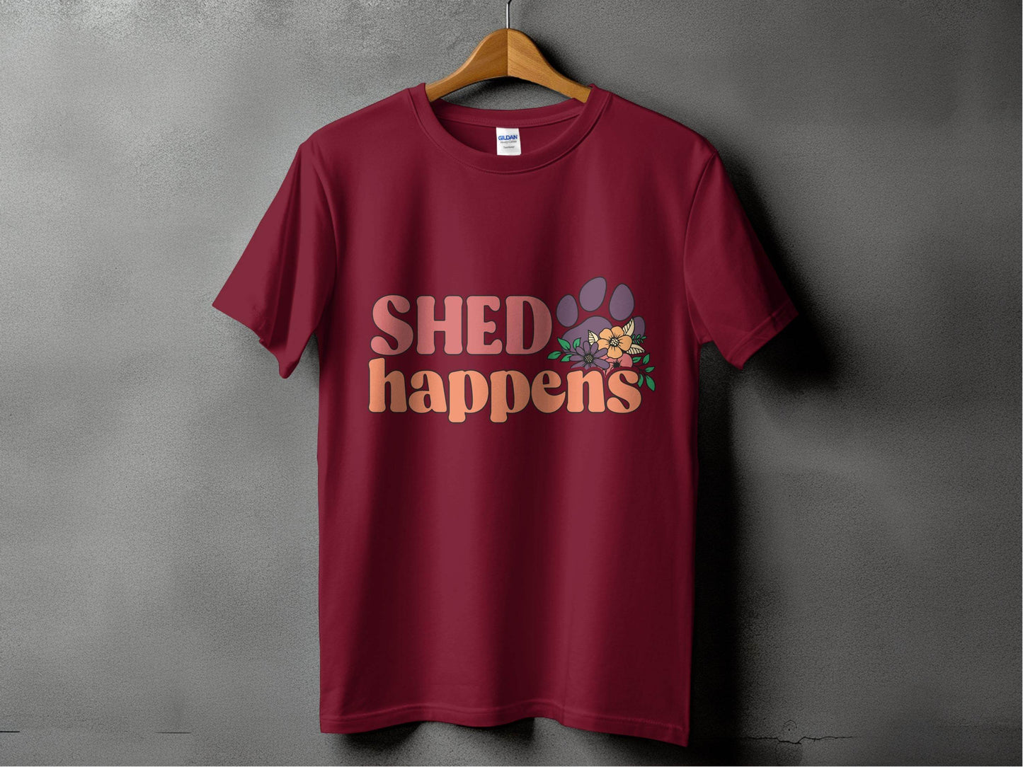 Shed Happens Dog Paw with Flowers Funny Dog Lover T-Shirt - Design & Vybe