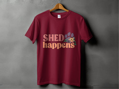Shed Happens Dog Paw with Flowers Funny Dog Lover T-Shirt - Design & Vybe