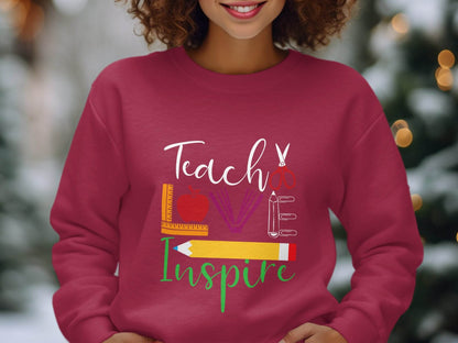 Teach Love Inspire Back To School Design Teachers Sweater - Design & Vybe