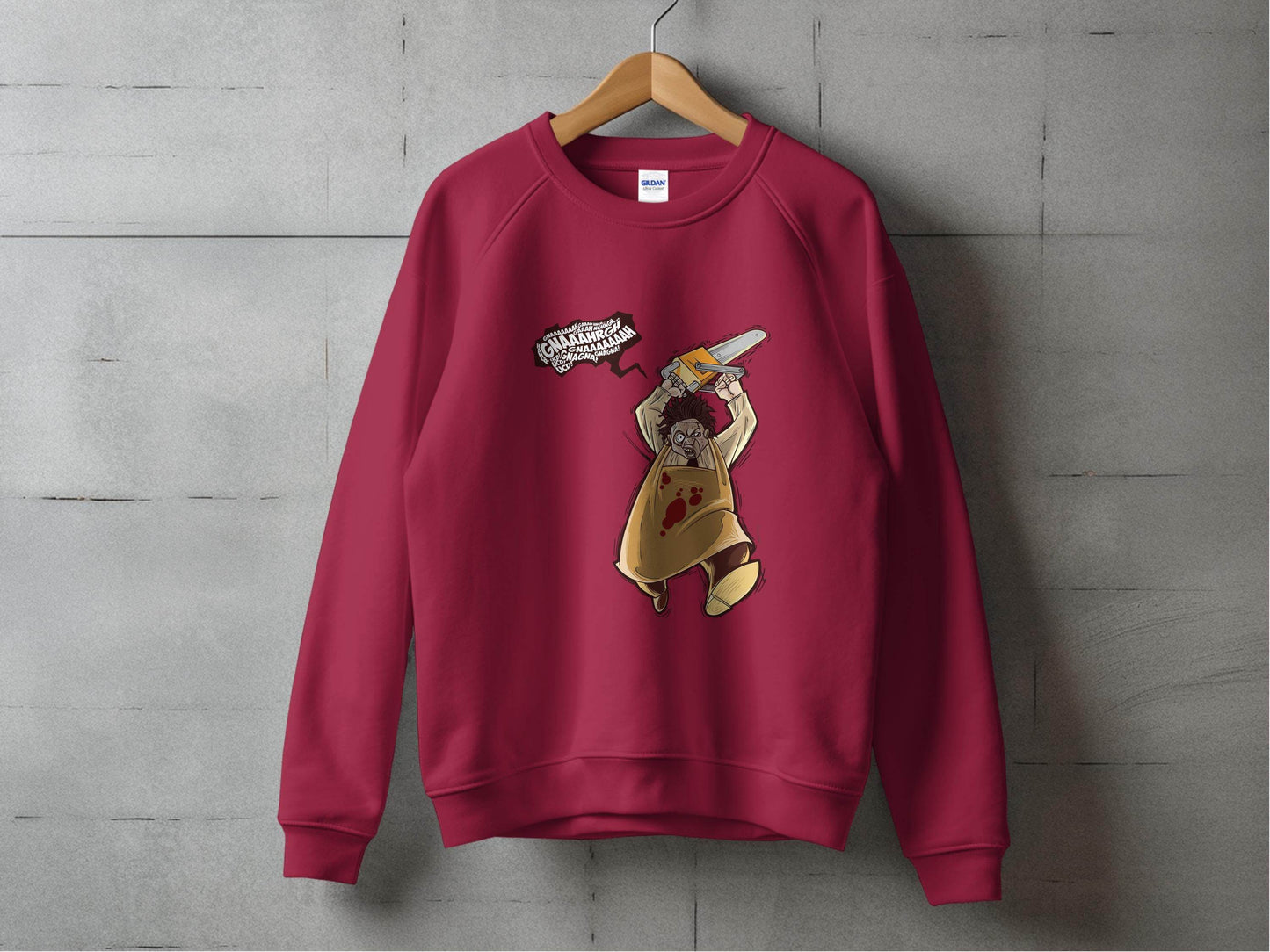 Horror Movie Villain with Chainsaw Illustration Sweater - Design & Vybe