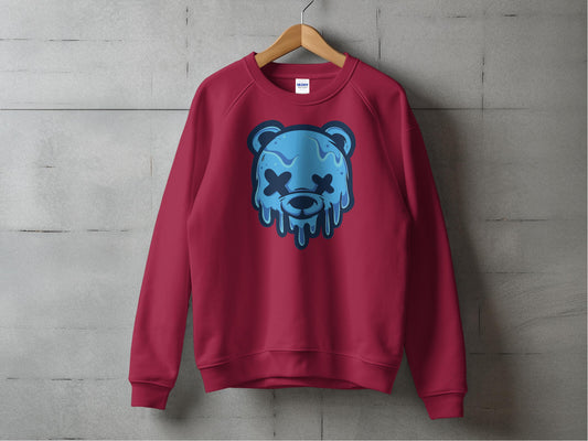 Dripping Blue Bear Graphic on Red Hoodie product