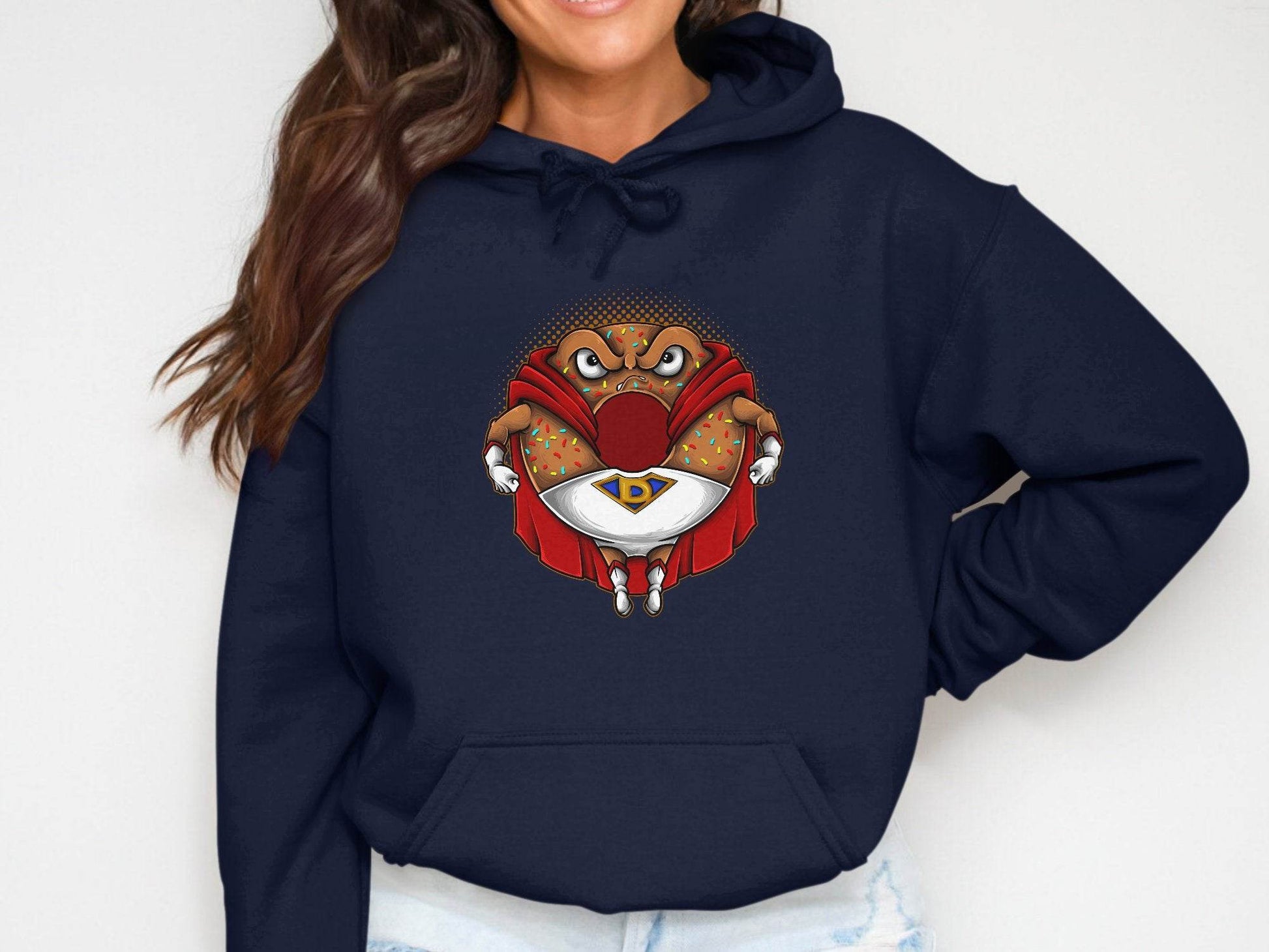 Funny Angry Donut Superhero Graphic Hoodie - Design & Vybe