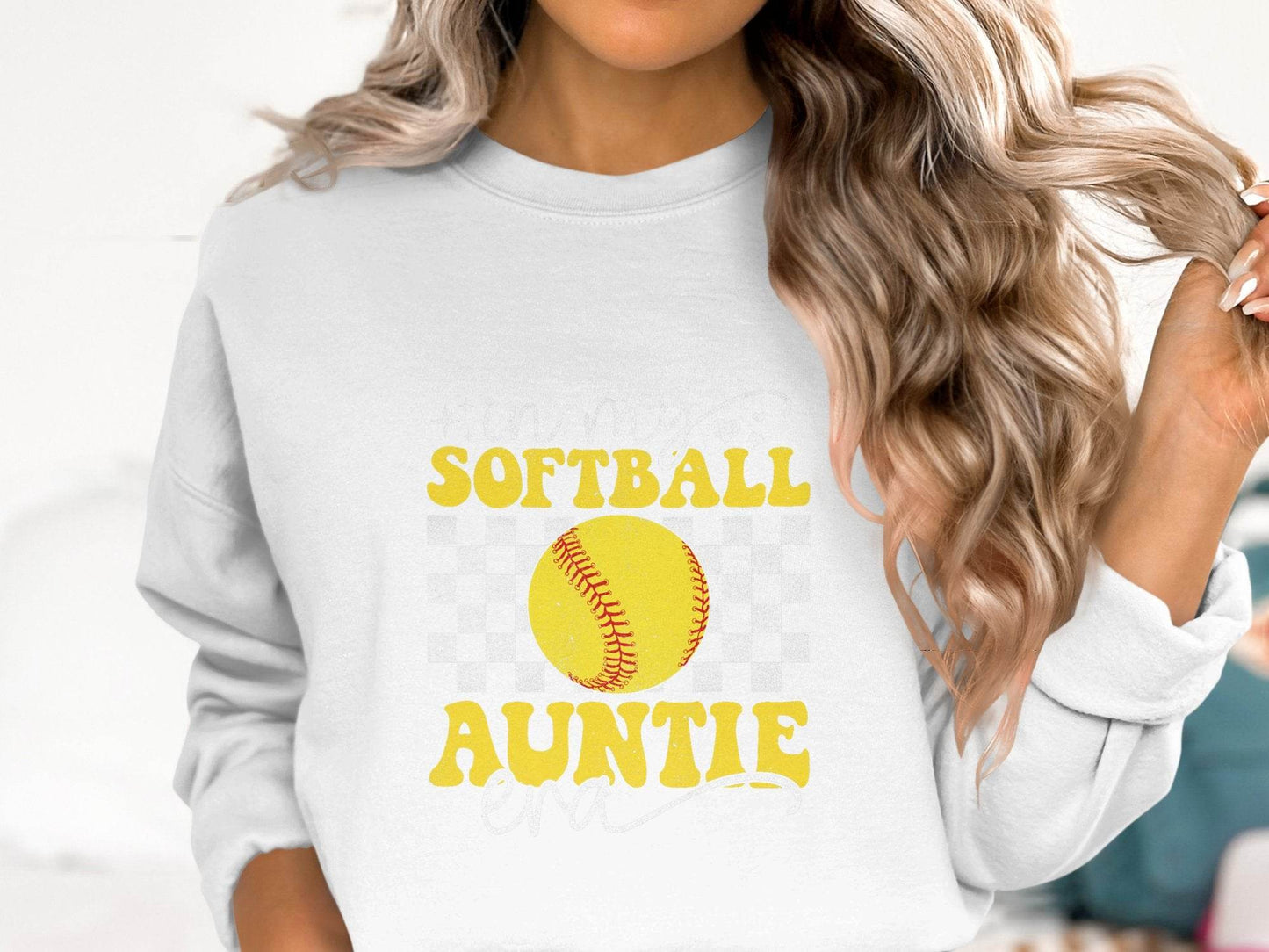 In My Softball Auntie Era Groovy Retro Proud Graphic Design Image Sweater - Design & Vybe