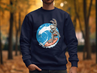 Donkey Surfing Adventure Graphic Print Sweater - Design & Vybe