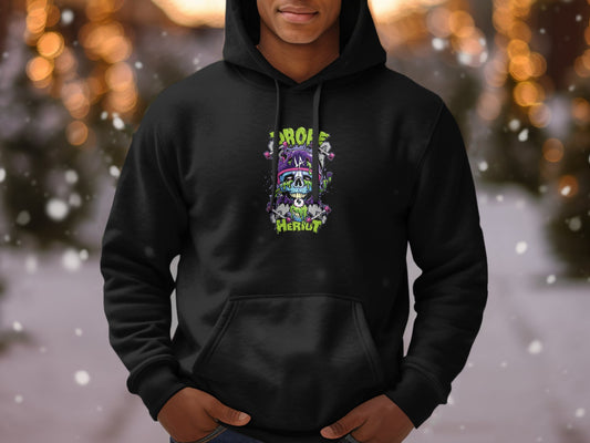 Skeleton Playing Drum Graphic Black Hoodie product