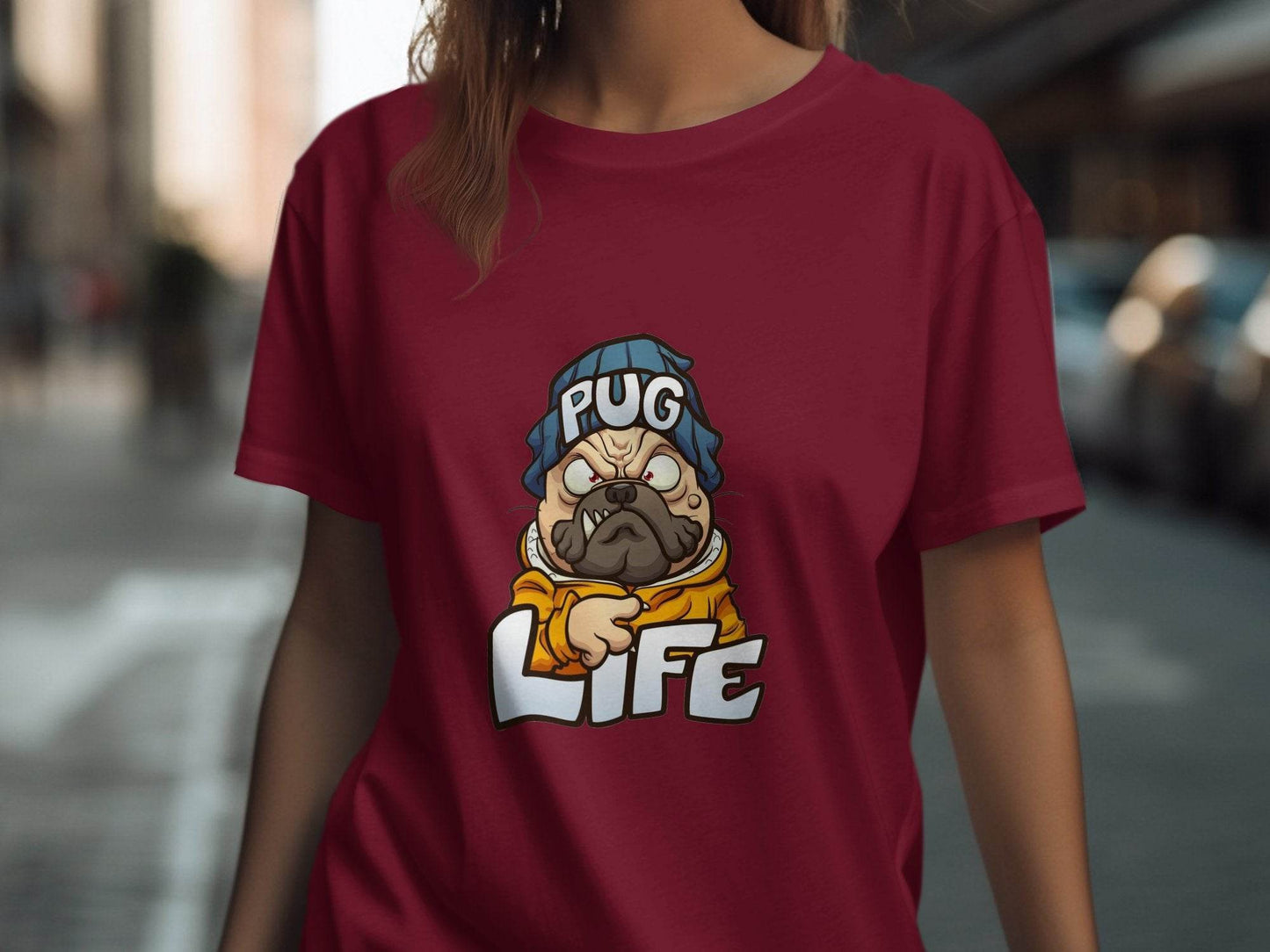 Cartoon Pug With Attitude Pug Life Design Style T-Shirt - Design & Vybe