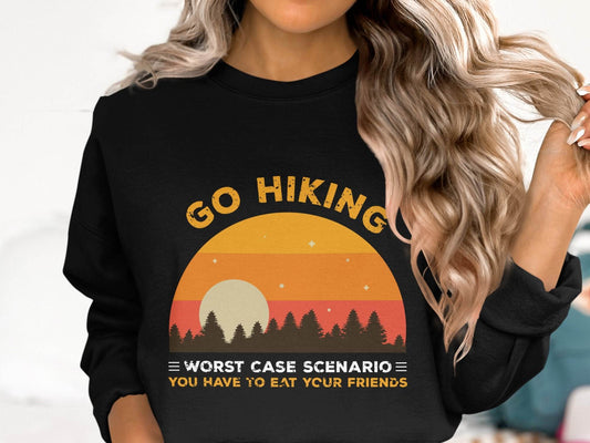 Go Hiking You Have To Eat Your Friends Sunset Design Sweater - Design & Vybe