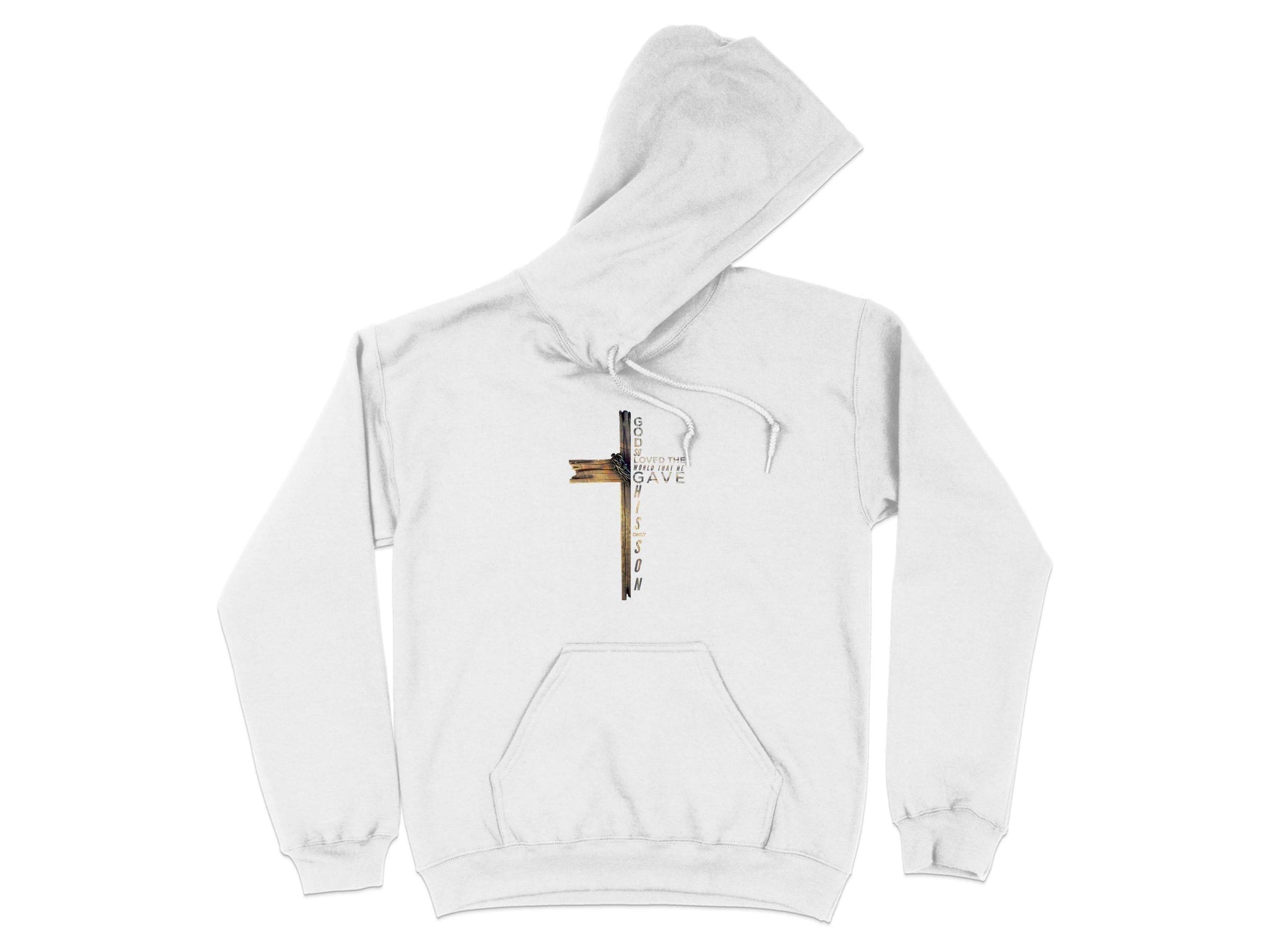 God so Loved the World Christian Wooden Cross Bible Hoodie - Design & Vybe