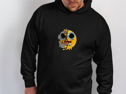 Half Emoji And Half Skull Melting Graphic Design Hoodie - Design & Vybe