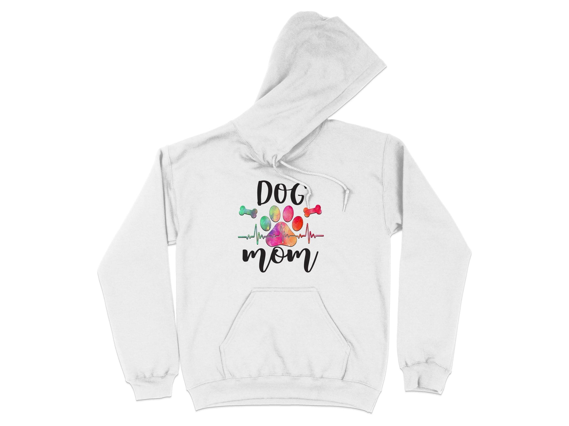 Dog Mom with Paw Print and Heartbeat Graphic Design Hoodie - Design & Vybe