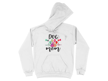 Dog Mom with Paw Print and Heartbeat Graphic Design Hoodie - Design & Vybe