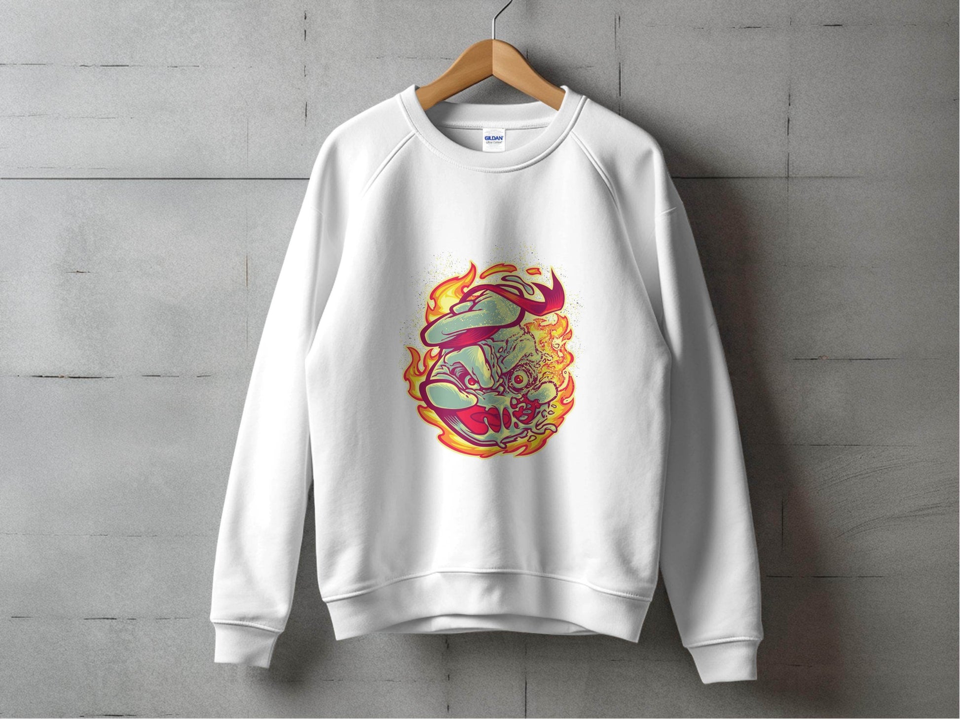 Burning Undead Creature in Flames Graphic Design Sweater - Design & Vybe