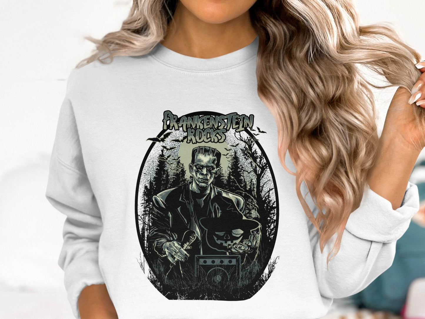Vintage Frankenstein Rocks Graphic Design Sweater - Design & Vybe