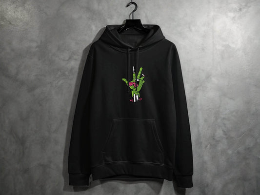 Zombie Hand Peace Sign Cool Graphic Design Hoodie - Design & Vybe