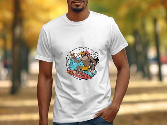 Cool Surfing Monkey Graphic Print Casual T-Shirt - Design & Vybe
