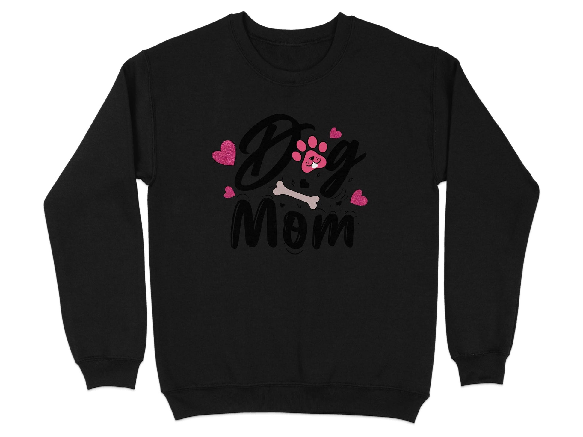 Dog Mom with Hearts and Bone Design Graphic Print Sweater - Design & Vybe