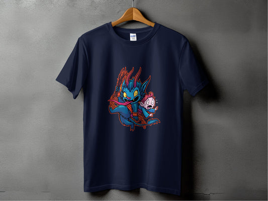 Blue Dragon Design Tee Hanging on Hanger Product Type