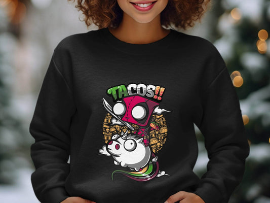 Tacos Deadpool on Unicorn Funny Character Design Sweater - Design & Vybe