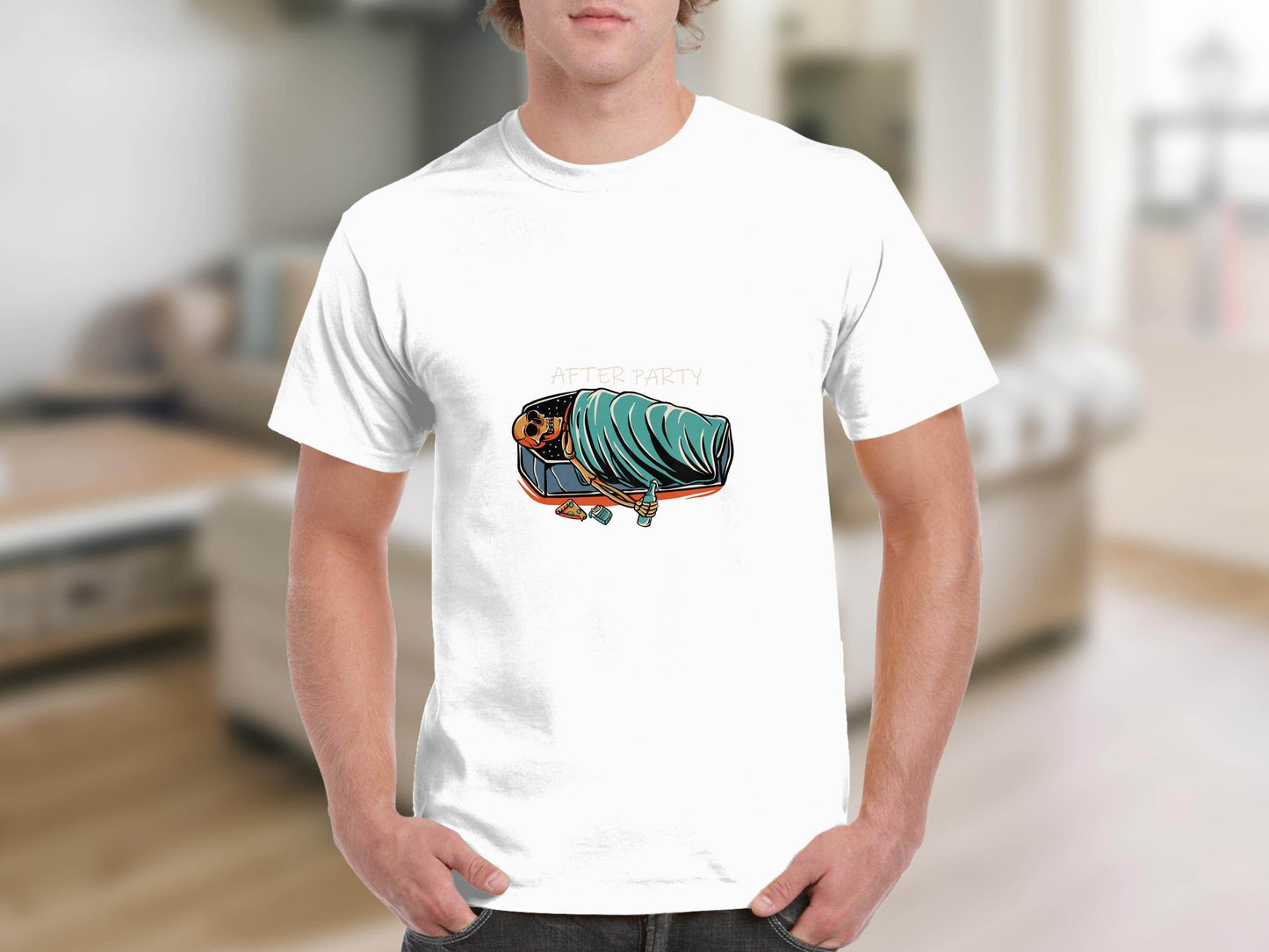 After Party Skeleton Resting in Coffin Graphic T-Shirt - Design & Vybe