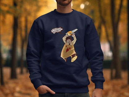 Horror Movie Villain with Chainsaw Illustration Sweater - Design & Vybe