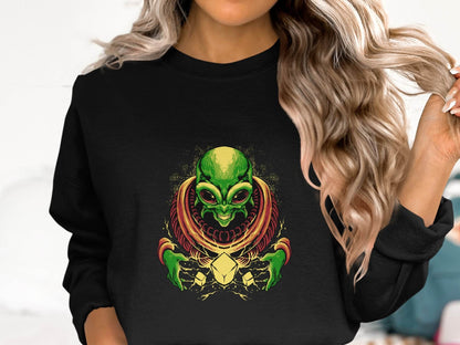 Galactic Alien Fantasy Art Long Sleeve Sweater - Design & Vybe