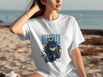 Godspeed Bottle With Skateboarding Graphic T-Shirt - Design & Vybe